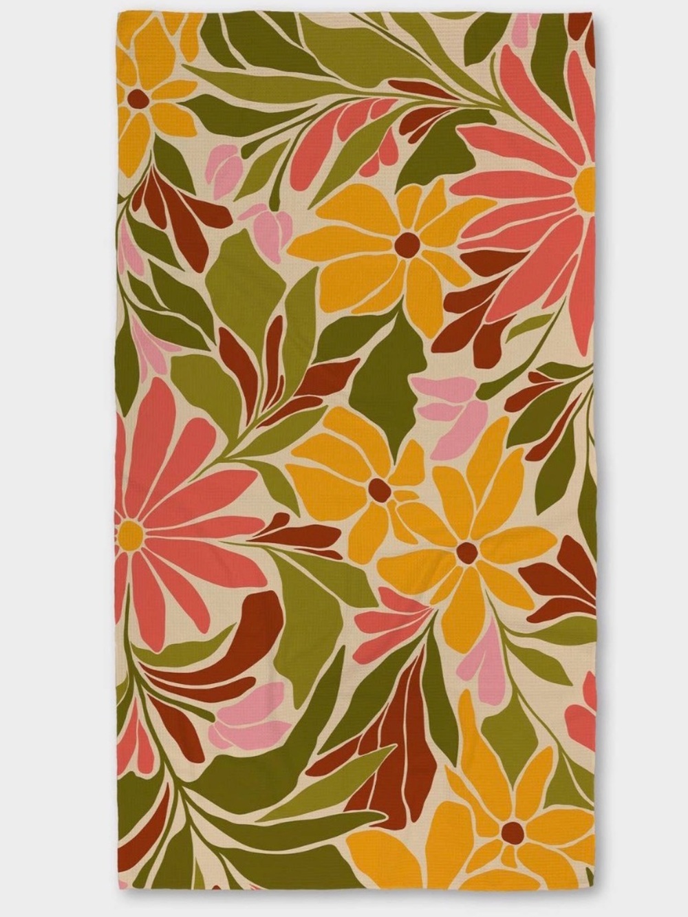 NEW Geometry Luxe Bath Towel in Blooming Tan Flowers Lightweight Oversized